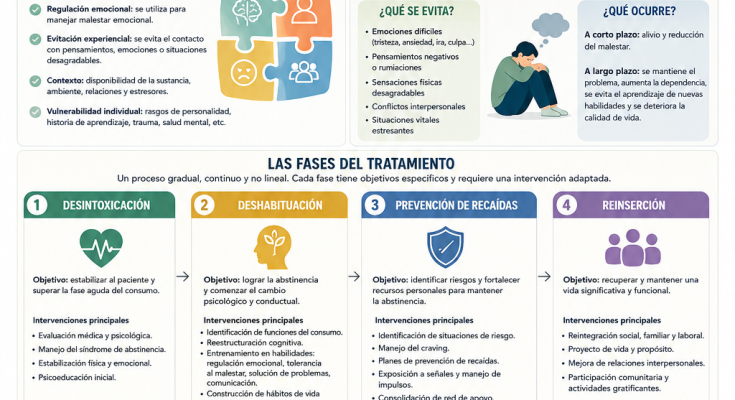 Infografia sobre las adicciones y la intervención psicológica